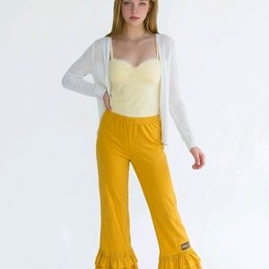 Matilda Jane Mustard Ruffle Hem Ankle Pants
